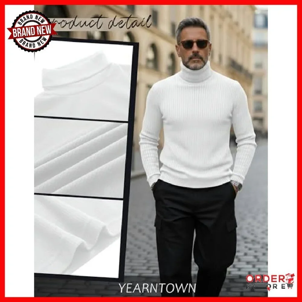 Men's Cotton Turtleneck Sweater 4-Pack Slim Fit Thermal Long Sleeve